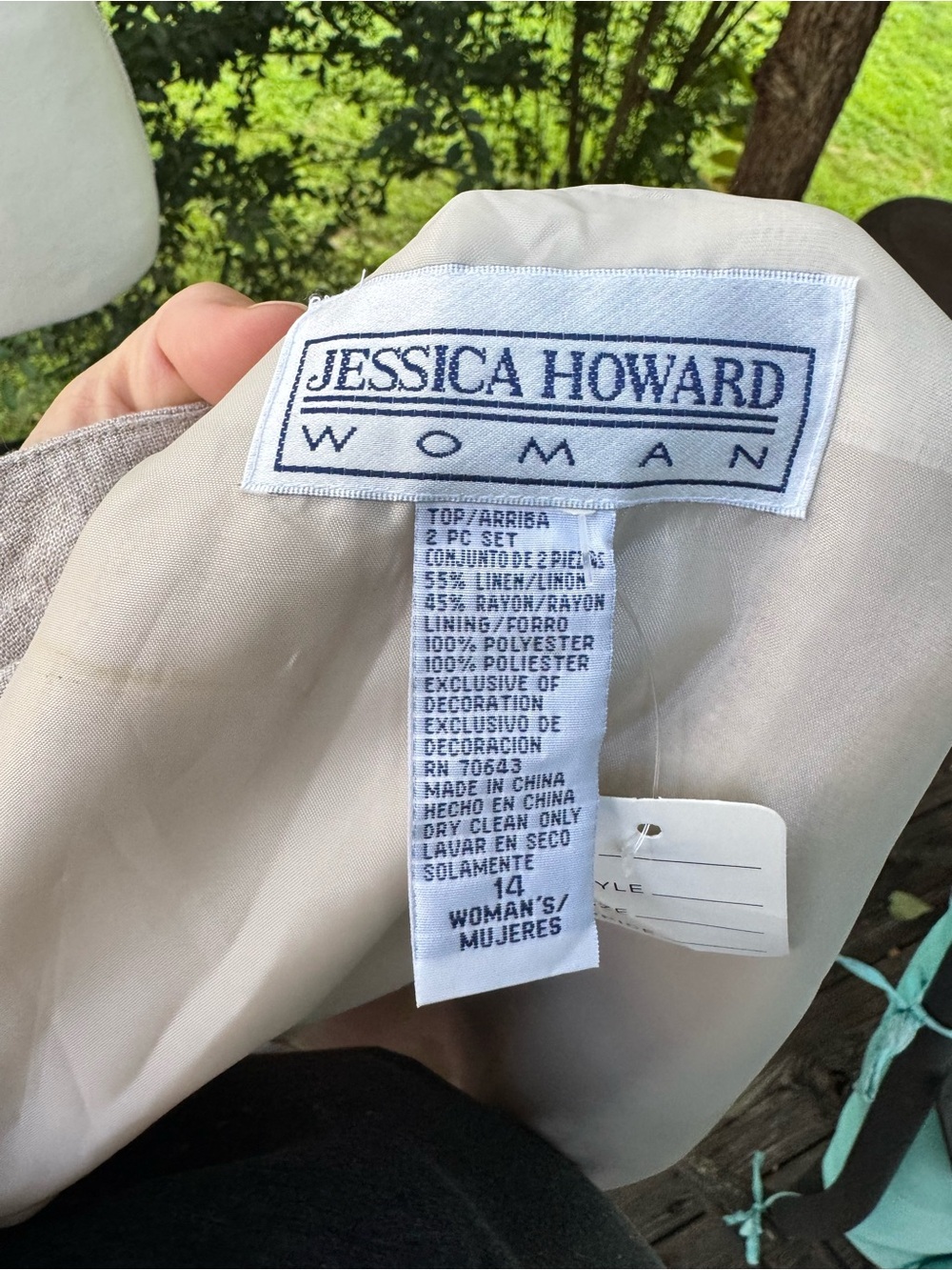 Jessica Howard Beige Embroidered Linen Vest with Bead Accents Sz 14 - Picture 14 of 15